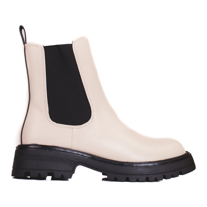 Botas femininas Shelovet Jodhpur bege na plataforma