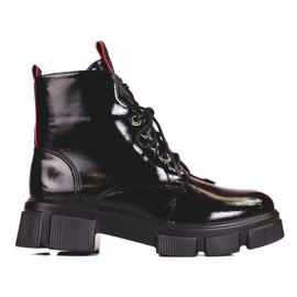 Botas Shelovet Laced de Mulher com Lacado Claro preto Botas Shelovet Laced de Mulher com Lacado Claro preto
