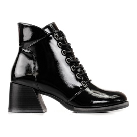 Botas femininas elegantes lacadas com cadarço Vinceza preto Botas femininas elegantes lacadas com cadarço Vinceza preto
