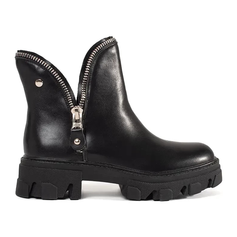 Botas femininas em uma plataforma Shelovet grossa preto