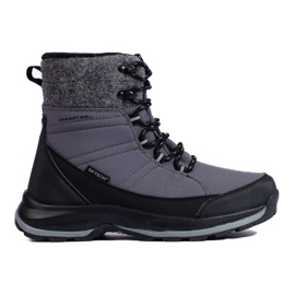 Botas de neve de mulher DK cinza com atacadores preto