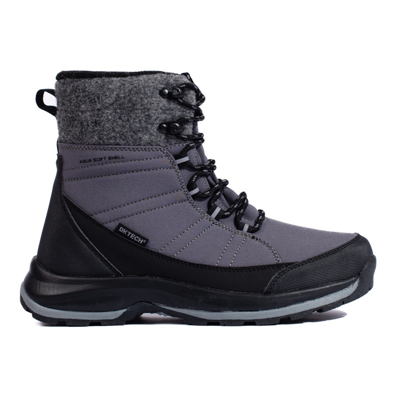Botas de neve de mulher DK cinza com atacadores preto
