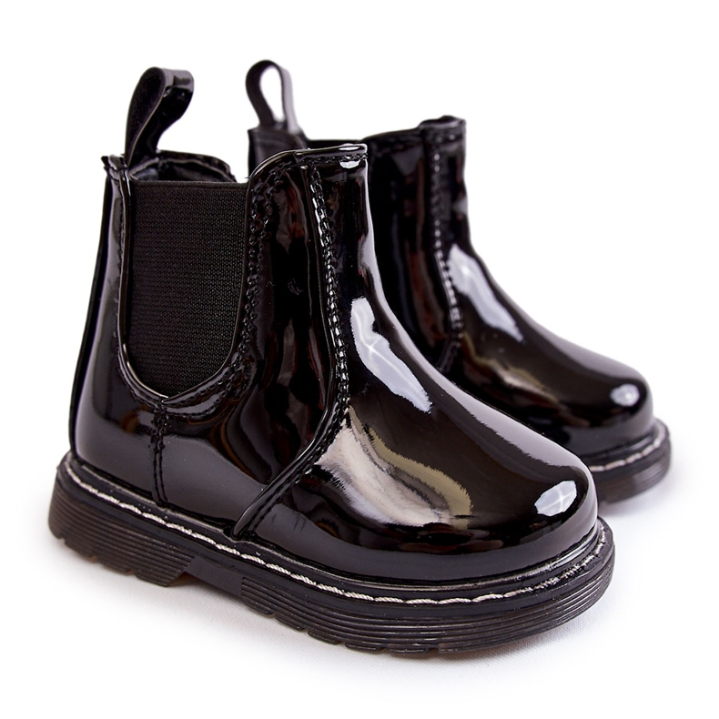 Botas Quentes Lacadas Infantil Porky Preto