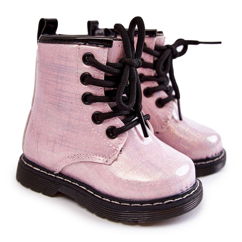 Botas quentes para criança com goopy rosa lacado com zíper Botas quentes para criança com goopy rosa lacado com zíper