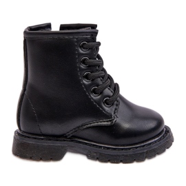 Botas de couro infantil com zíper preto Omua