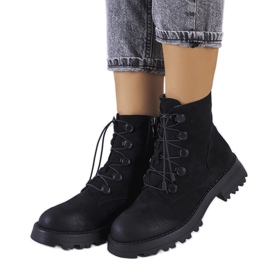 Botas Cesterfield pretas de camurça ecológica preto