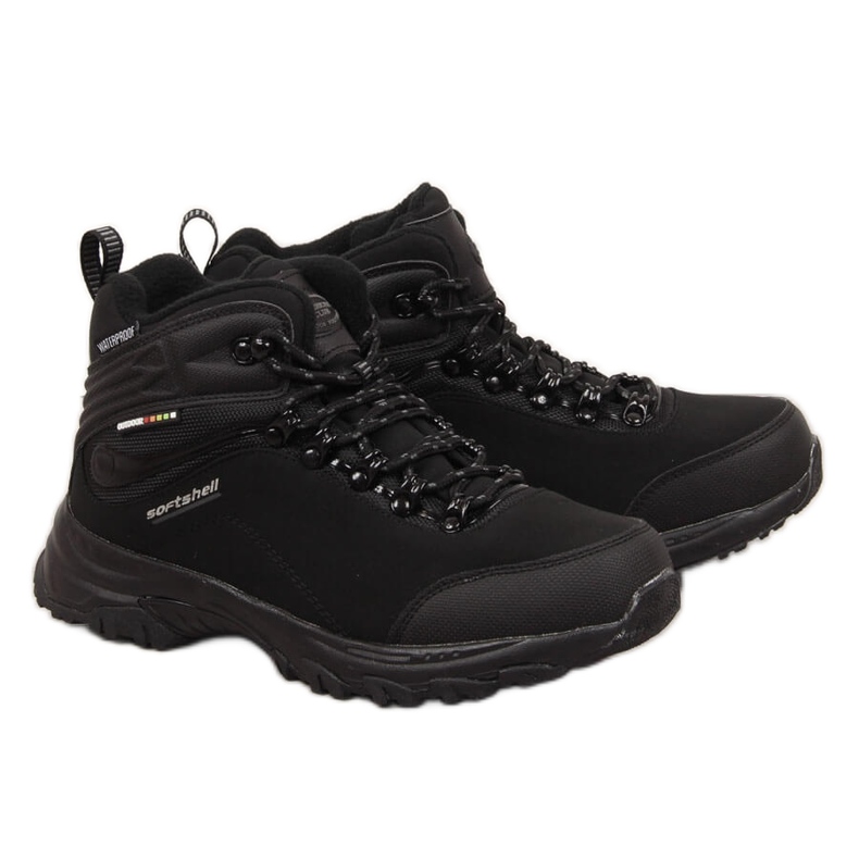 Sapatos de trekking masculinos Black American Club impermeáveis preto