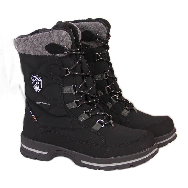 Botas de neve para crianças impermeável American Club pretas preto