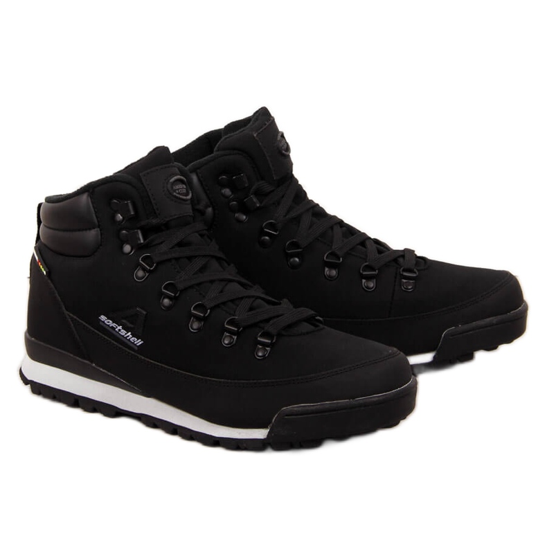Sapatos de trekking masculinos Black American Club impermeáveis preto
