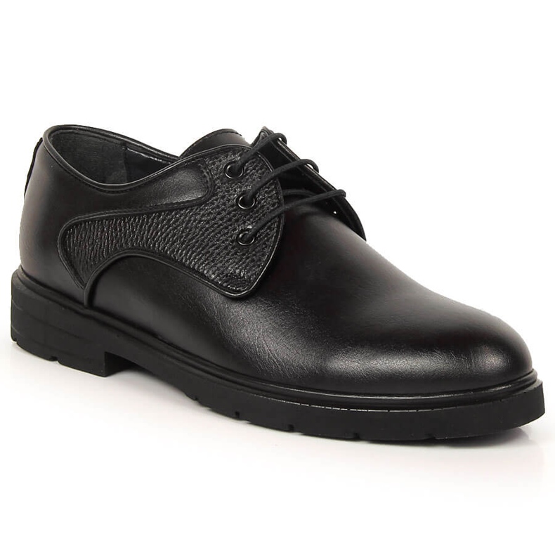 Sapatos de couro preto com cadarço para homens Kingle
