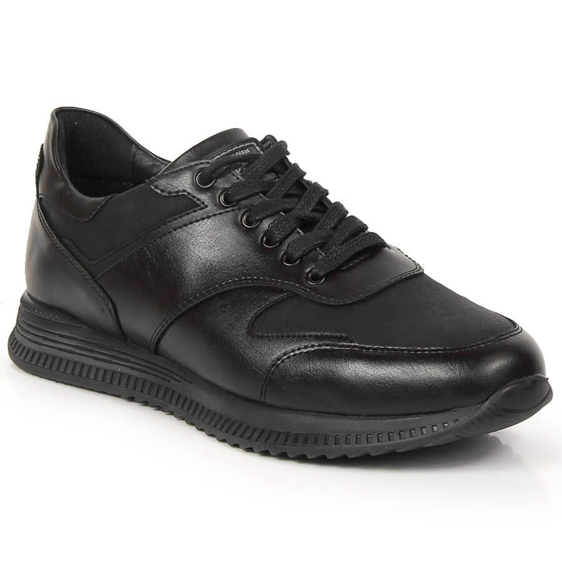 Sapatos casuais masculinos de couro preto Kingle