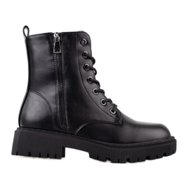 Botas pretas Shelovet com atacadores para mulher preto Botas pretas Shelovet com atacadores para mulher preto