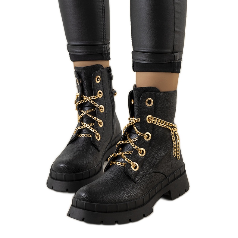 Botas de caminhada pretas com corrente Alcin preto Botas de caminhada pretas com corrente Alcin preto