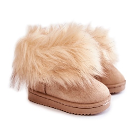 Botas de neve infantil com pele bege Ariana