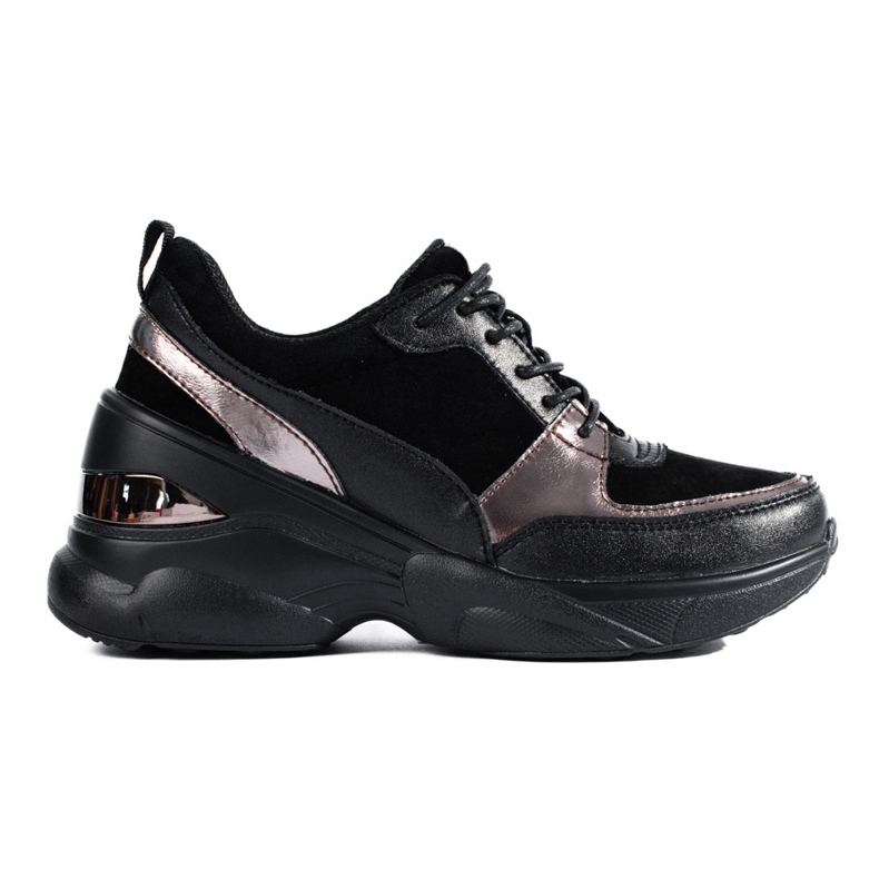 Tênis feminino de couro preto Shelovet