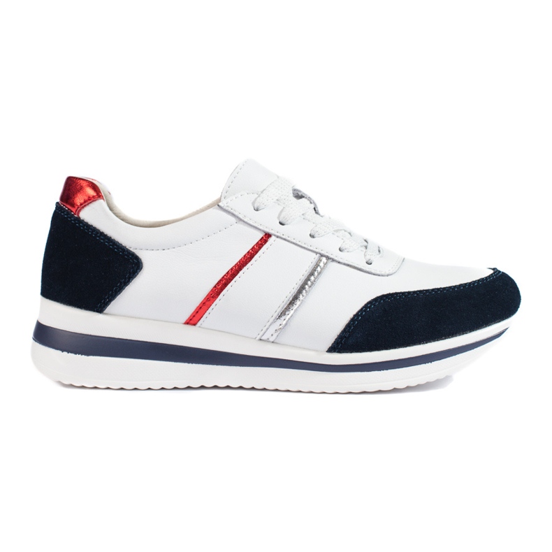 Tênis feminino de couro na plataforma Shelovet branco