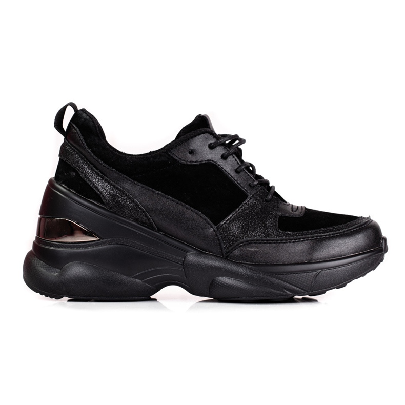 Tênis feminino de couro preto Shelovet