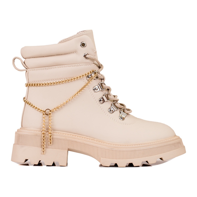Botas de caminhada de mulher bege com correntes Shelovet