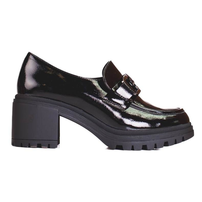Mocassim feminino de salto alto Vinceza preto