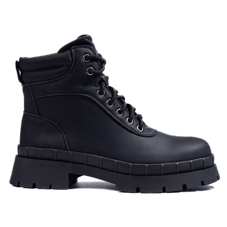 Botas pretas com atacadores Shelovet para mulher preto Botas pretas com atacadores Shelovet para mulher preto
