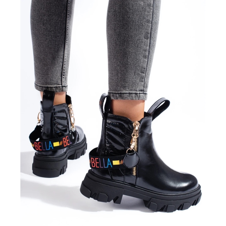 Botins plataforma femininos preto