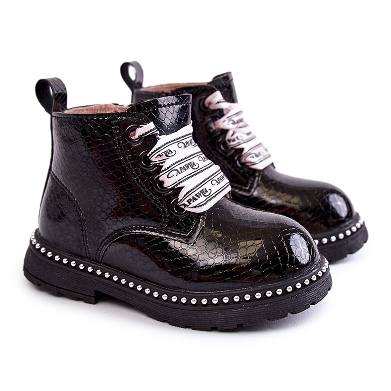 PA1 Botas de couro preto quente infantil Dottie