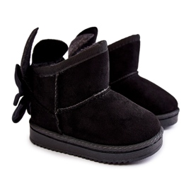 Botas de neve quentes Meriva femininas pretas com laços preto