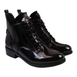 Botas femininas de couro envernizado preto Filippo