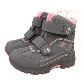 Botas de neve para menina cinzentas com velcro American Club cinza Botas de neve para menina cinzentas com velcro American Club cinza