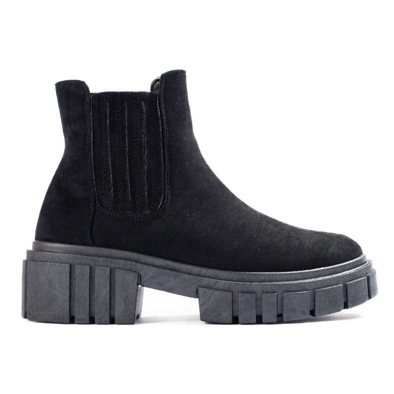 Botas Shelovet Chelsea de mulher de camurça preta preto