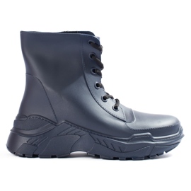Botas de chuva de mulher com atacadores Shelovet azul marinho Botas de chuva de mulher com atacadores Shelovet azul marinho