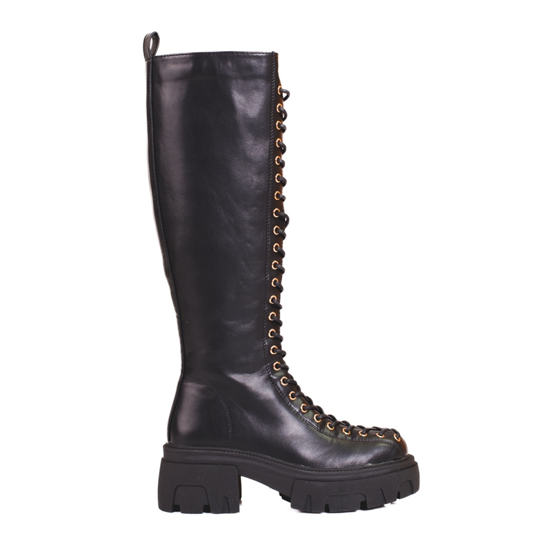 Botas Shelovet de mulher altas e com atacadores preto