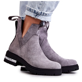 PS1 Botas de camurça com recortes cinza Elvera NC1278 PS1 Botas de camurça com recortes cinza Elvera NC1278