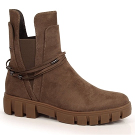Bota slip-on Vinceza marrom com enfeite removível castanho