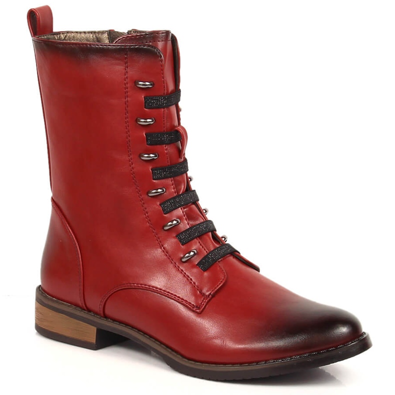 Botas femininas Jezzi vermelhas com isolamento e zíper vermelho Botas femininas Jezzi vermelhas com isolamento e zíper vermelho