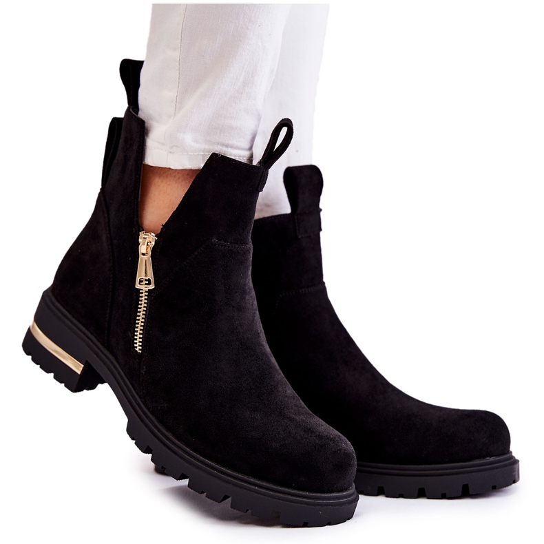 PG1 Bota preta de camurça Klarissa com recortes preto