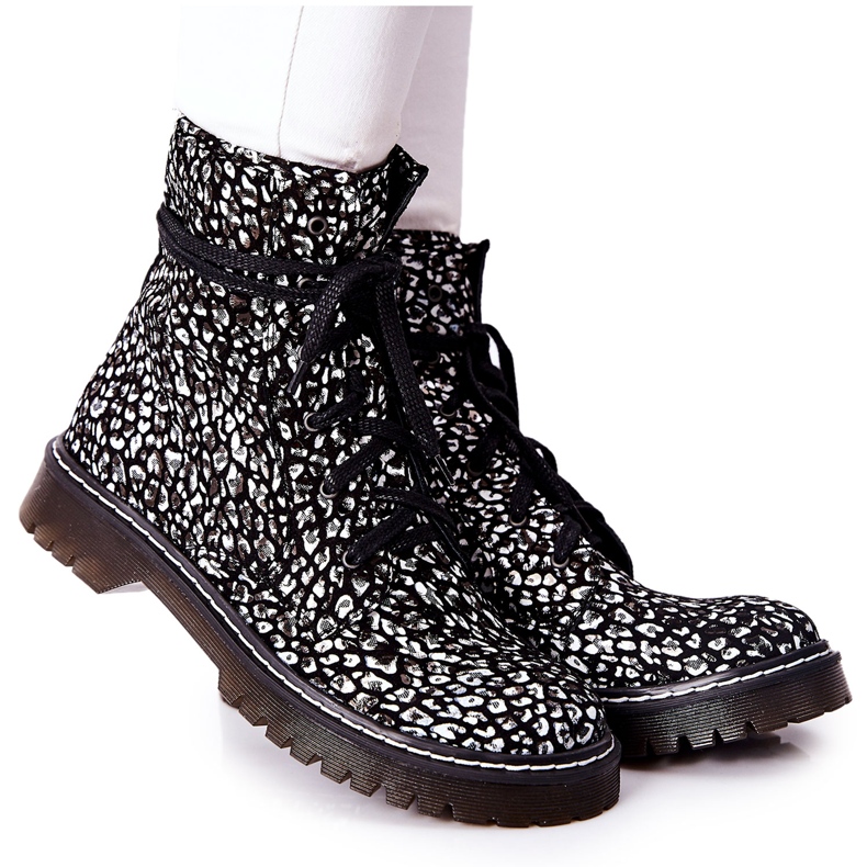 Botas femininas Glany Workers Maciejka Preto-Branco 01609-48