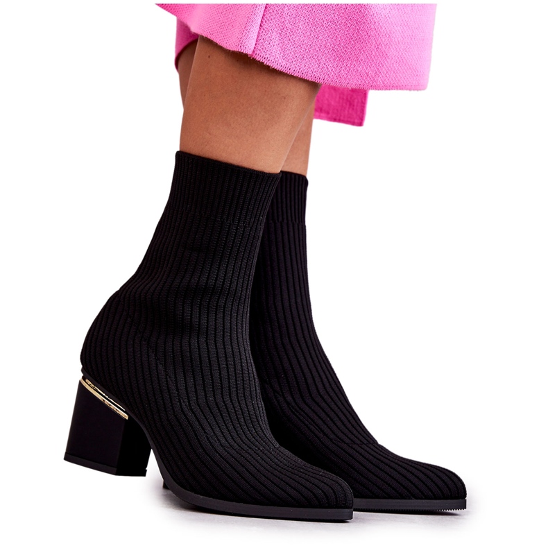 PS1 Botas Femininas com Meia Elástica Preto Carmon