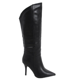 BM Bota stiletto granulado preto Celestine