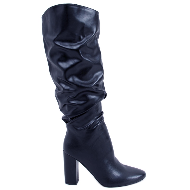 BM Botas de salto alto com vincos, Whitney Black preto