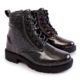 Botas quentes lacadas para crianças Big Star II374047 Preto-Prata