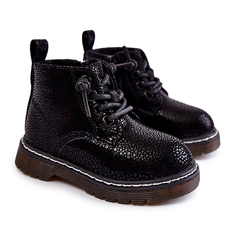 Botas quentes infantis com zíper preto Betsy