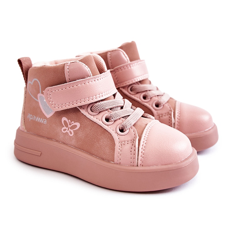 PA1 Sapatilhas de cano alto infantil com Velcro Pink Cheezi rosa