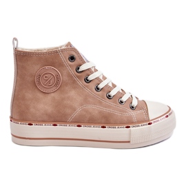 Cross Jeans Tênis feminino de cintura alta KK2R4045C bege Cross Jeans Tênis feminino de cintura alta KK2R4045C bege