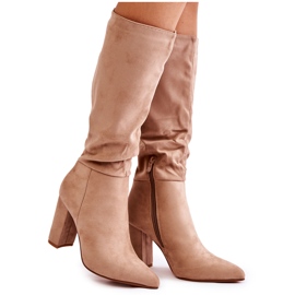 PG1 Botas de camurça sem salto bege Miriam