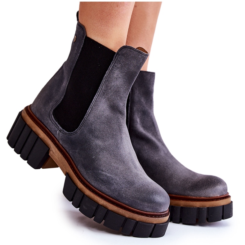 Botas de Couro Trabalhadores Maciejka Cinza 05312-03 Botas de Couro Trabalhadores Maciejka Cinza 05312-03