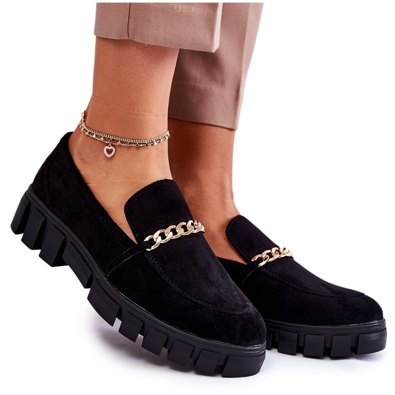 Sergio Leone Sapatos de camurça com corrente Black Anne preto