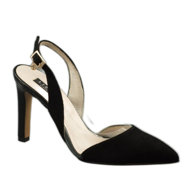 Lizard Sandálias de couro feminino em Szpilka 04765 preto