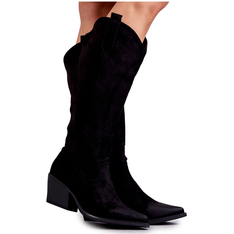 WS1 Botas cowboy de camurça preta Casey D7933 preto