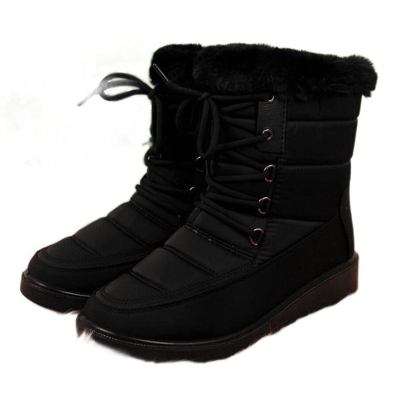 Botas de neve isolantes de mulher com pele preta Vinceza preto